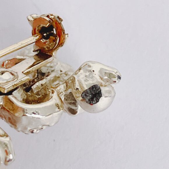 Vintage 1950s Poodle Novelty Brooch Silver Tone Enamel Mid Century Pin - Picture 9 of 10